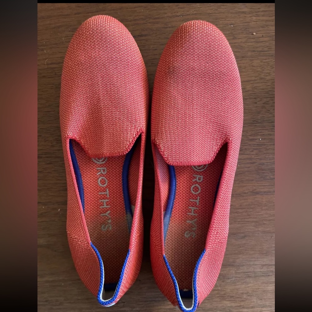 Rothy's Round Toe Orange Persimmon Ballet Flat Smoking Slipper Size 7